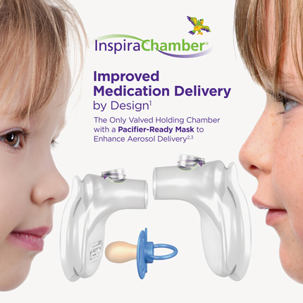 inspirachamber valved holding chamber with pacifier-ready mask