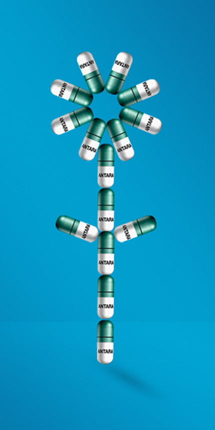 antara pharmaceutical capsules formed into a flower